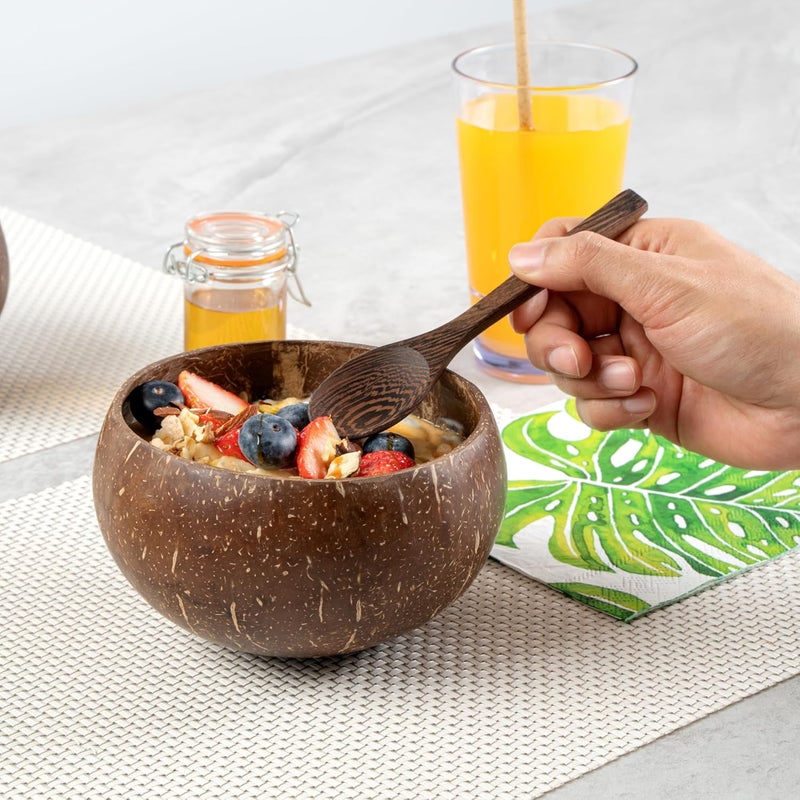 Restaurantware  Coco Casa 21 Ounce Coconut Bowl 1 Reusable Handcrafted Bowl  For Warm And Cold Foods Washable By Hand Coconut Smoothie Bowl For Smoothies And Salads Kitchen Decor Brown - Image 5