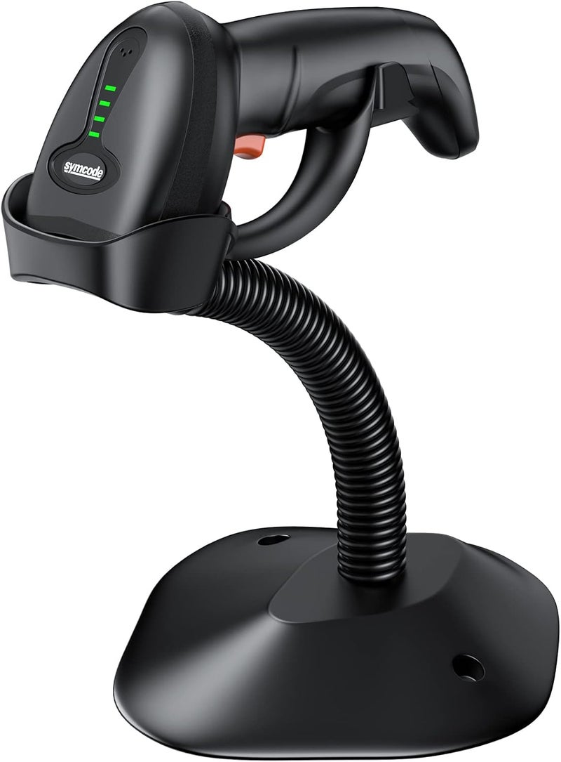 symcode Barcode Scanner Wireless with Auto-Sensing Stand,Handheld 1D Laser Cordless Bar Code Scanner with Battery Level Indicator and Multiple Scanner to One Receiver - Image 1