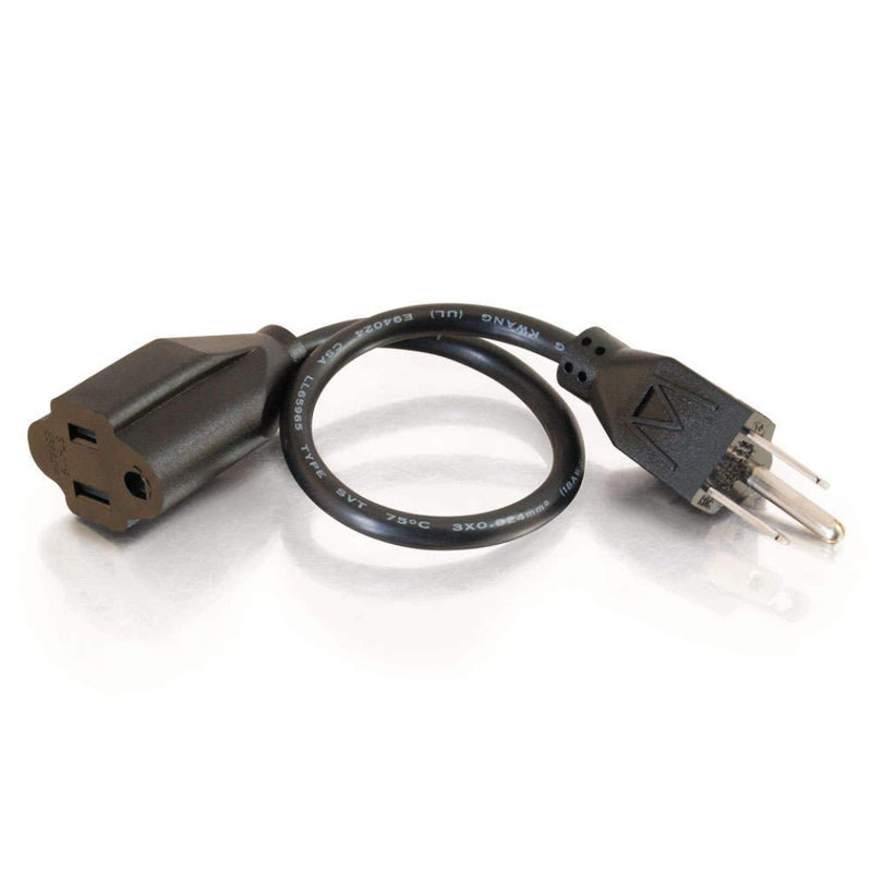 C2G 1FT Premium Universal Extension Cord - Power Extension Cord for TV, Computer, Monitor, Appliance & More (03137) - Image 1