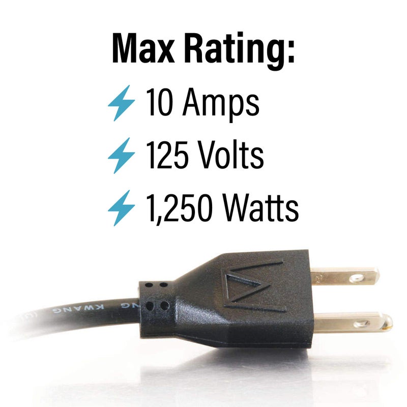 C2G 1FT Premium Universal Extension Cord - Power Extension Cord for TV, Computer, Monitor, Appliance & More (03137) - Image 3