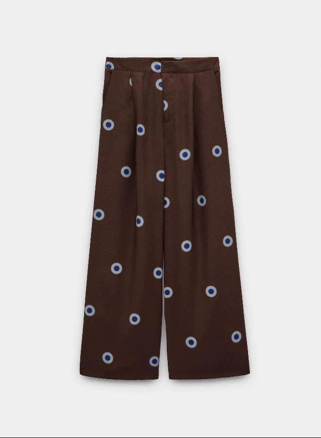 PARFOIS Multicolour Fluid printed trousers with a circle print for Women | Best Price UAE