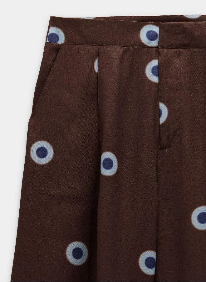 PARFOIS Multicolour Fluid printed trousers with a circle print for Women | Best Price UAE