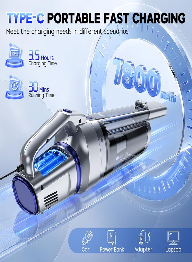 JONYJ Handheld Vacuum Cordless, 16000PA Strong Suction Hand Held Car Vacuum Cleaner, Portable Hand Vacuum Rechargeable with Multi-Nozzles & LED Light for Home, Car, Office, Pets - Image 4