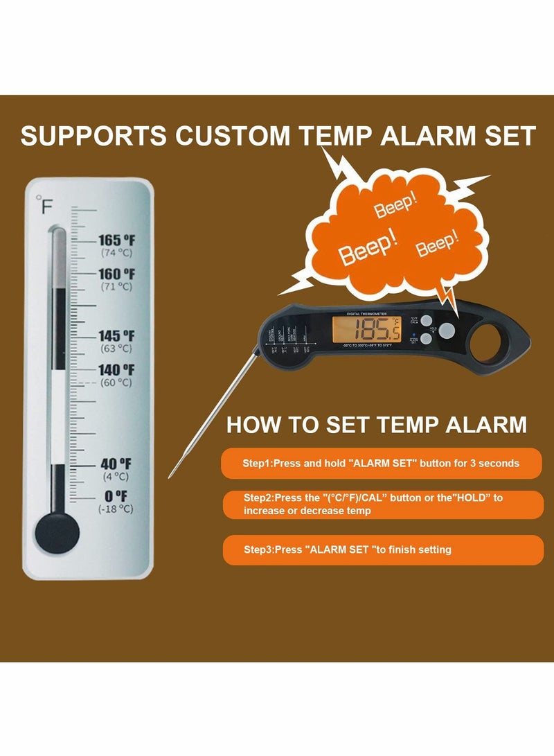 Barakah Instant Read Meat Thermometer for Cooking, Waterproof Digital Food Thermometer Dual Probe Design with Magnet, Backlight, Calibration and Foldable Probe for Deep Frying, Grill, BBQ, Kitchen or Outdoor - Image 4