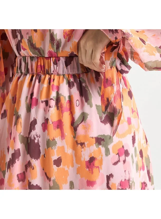 Splash FAV All-Over Floral Print Midi Skirt with Elasticised Waistband