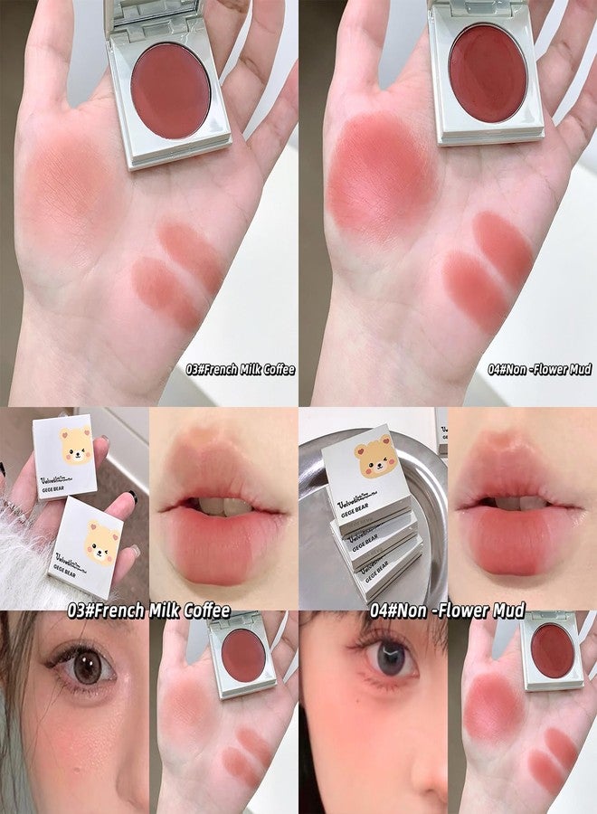 Gege Bear Velvet Feels Tipsy Multipurpose Mud | Creamy Blush for Cheeks | Jelly Texture Tint | Velvet Lipstick + soft Cream blush | Long-lasting Wear Cheek glow | Lightweight Compact Makeup for Glam Looks | Smooth Finish | for women & girls (05# White Peach Light, 2.5g) - Image 4
