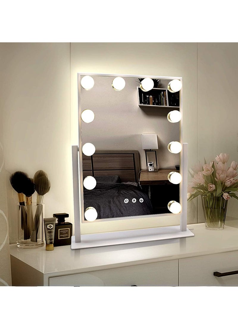 إي تي جي مرآة مكياج مضاءة، مرآة مكياج هوليوود، مرآة مكياج مع تحكم باللمس الذكي الخفيف مع 3 ألوان ضوء و12 لمبة LED قابلة للتعتيم، دوران 360 درجة - Image 5