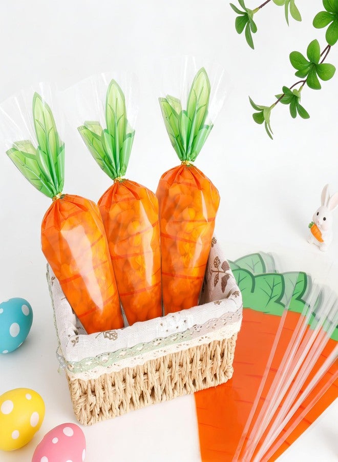 eowqeiur 50 PCS Carrot Snack bags with Ties Easter Cone Shaped Cellophane Bags for Treats Candy Popcorn Cookie Goodie Goody Gift Wrap Spring Easter Party Favors Supplies Decorations Red Holiday Baggies Pouch - Image 4