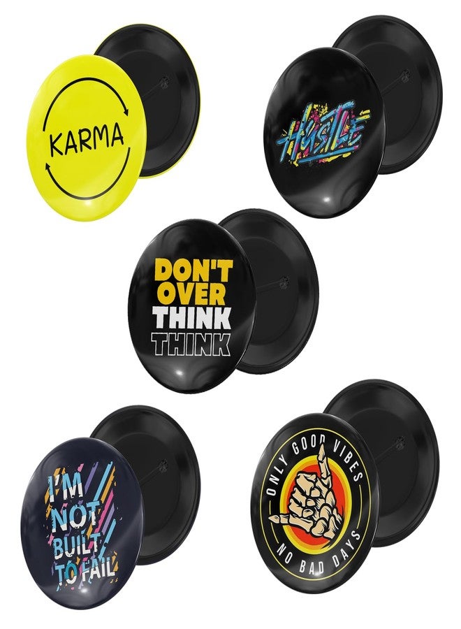 JIGARI Designer Theme Printed Badges with Steel Pin | Multicolor Designer Combo for Bags, T-Shirts, and Hats | Perfect for Boys, Girls and Adults | Pin Batches & Pin Badge for Fans (Motivational, Motivational - 01 ( Pack of 05 ), 58mm - Gloss Lamination) - Image 3