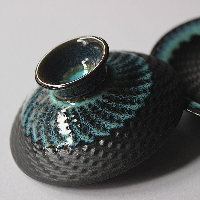 Gaolinci Kiln Glazed Ceramic Jianzhan Teacup Kung Fu Tea Cup and Saucer with Lid 5 Oz Sancai Gaiwan - Image 3