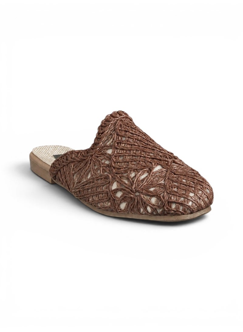 LIFESTYLISH Mules Flat Burlap Elegant SB-705 - Brown - Image 2