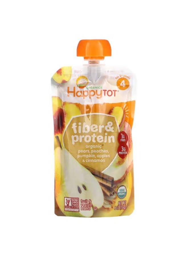 Happy Family Organics Happy Tot, Fiber & Protein, Stage 4, Organic Pears, Peaches, Pumpkin, Apples & Cinnamon, 4 oz (113 g)