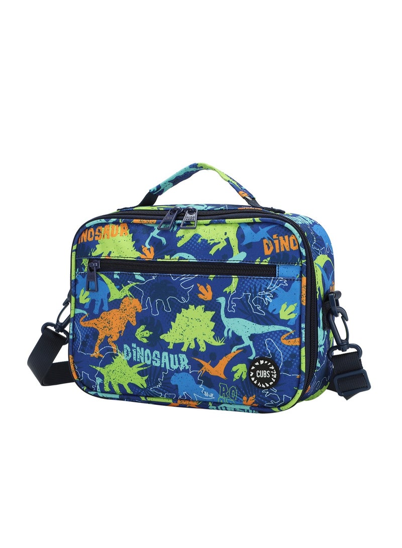 CUBS Dinosaur Print Waterproof lunch bag with removable shoulder strap carrying your favorite meals to school, work or while traveling - Image 2