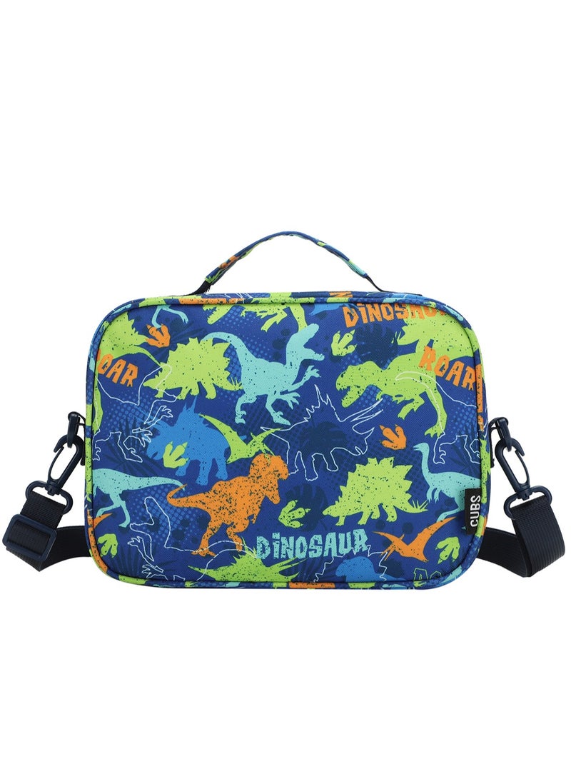 CUBS Dinosaur Print Waterproof lunch bag with removable shoulder strap carrying your favorite meals to school, work or while traveling - Image 3