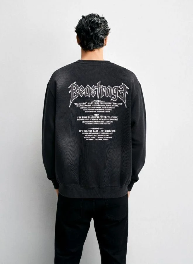 The Indian Garage Co Men Relaxed Fit Graphic Printed Crew Neck Full Sleeves Sweatshirt