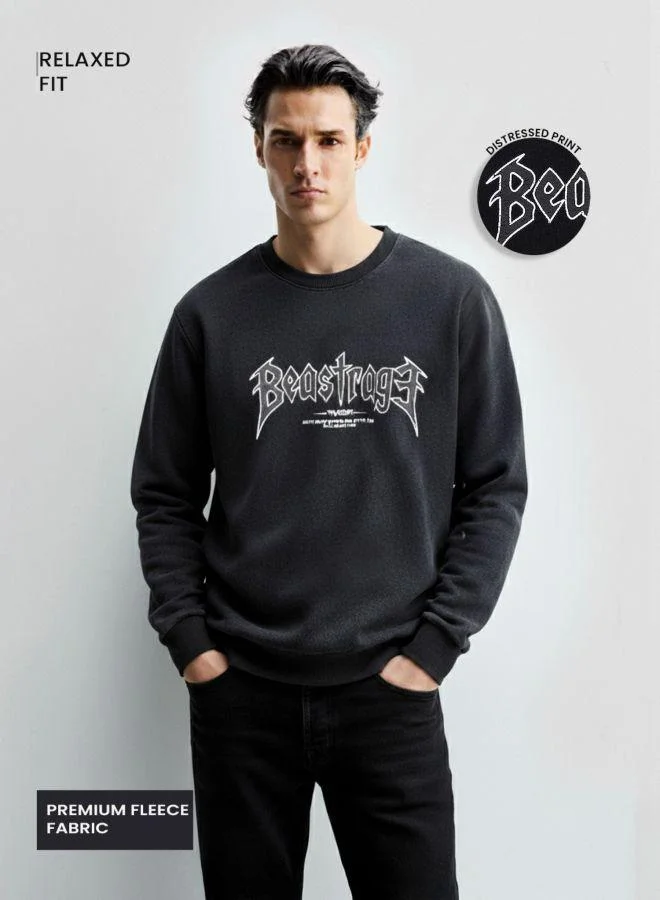 The Indian Garage Co Men Relaxed Fit Graphic Printed Crew Neck Full Sleeves Sweatshirt