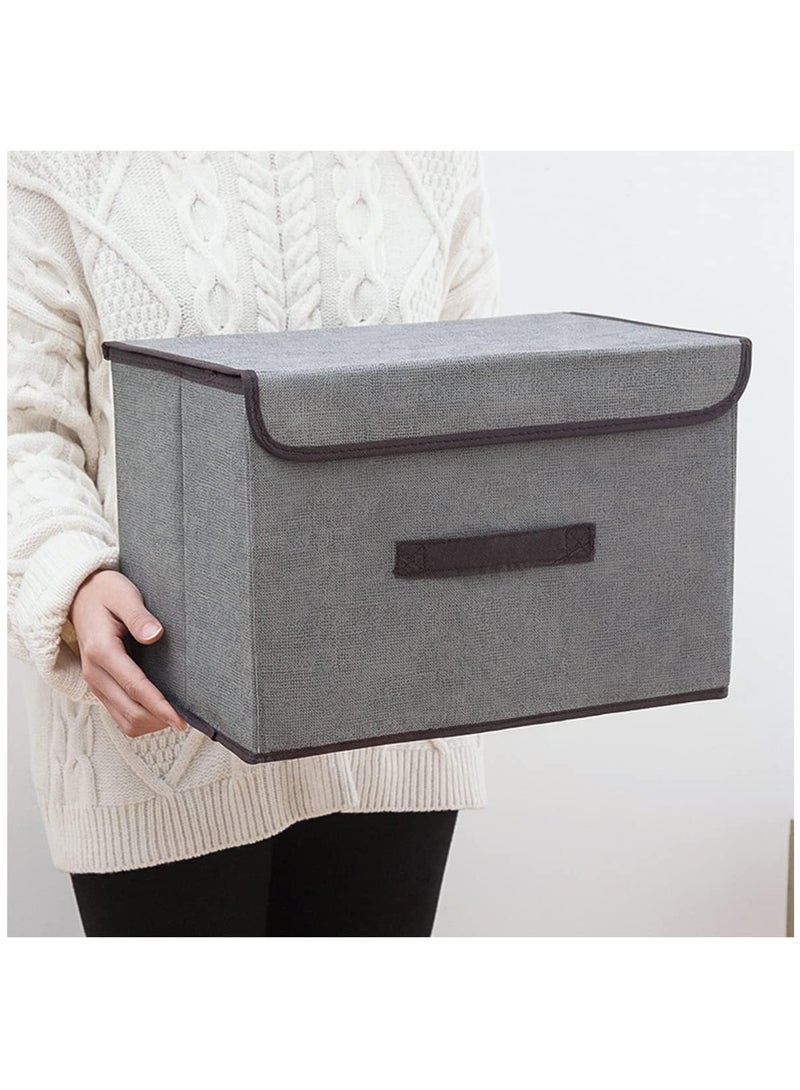 Storage Bins, 2 Pack Foldable Closet Organizer with Lid, Storage Box for Cloth, Underwear, Toy (One Large  One Small)  - Image 5