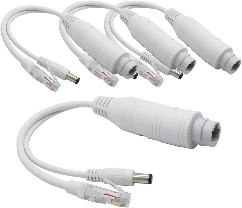ANVISION 4-Pack Active 48V to 12V Waterproof PoE Splitter Adapter, IEEE 802.3af Compliant 10/100Mbps, for IP Camera AP Voip Phone and More, White - Image 1