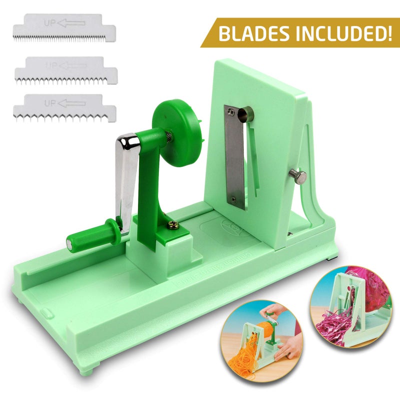 Vollum Japanese Turning Vegetable Spiralizer, Veggie Spiralizer For Fresh Zucchini, Squash, Butternut Squash with 1 Straight-Edged Blade and 3 Serrated Blades Multiple - Image 2