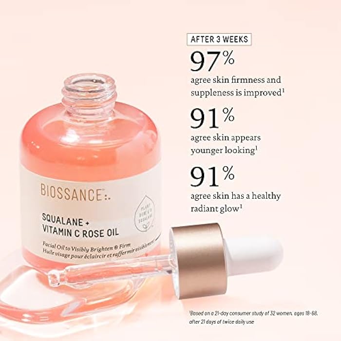 BIOSSANCE Squalane + Vitamin C Rose Advanced Facial Oil - Brightening, Firming, and Hydrating Serum for All Skin Types - Chios Crystal Oil, Damascus Rose Extract & Squalane for Radiance - Image 4