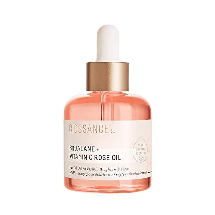 BIOSSANCE Squalane + Vitamin C Rose Advanced Facial Oil - Brightening, Firming, and Hydrating Serum for All Skin Types - Chios Crystal Oil, Damascus Rose Extract & Squalane for Radiance - Image 1