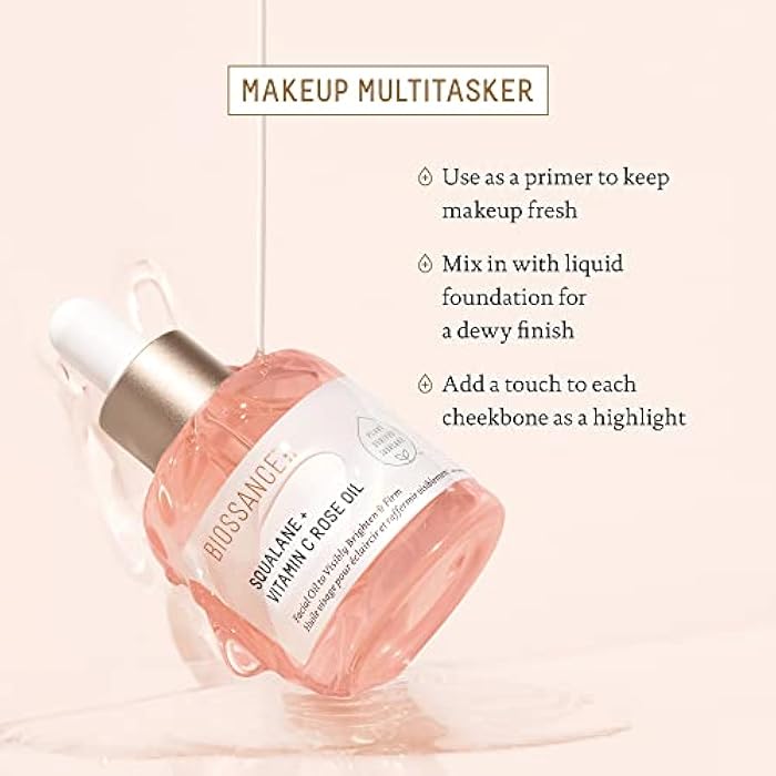 BIOSSANCE Squalane + Vitamin C Rose Advanced Facial Oil - Brightening, Firming, and Hydrating Serum for All Skin Types - Chios Crystal Oil, Damascus Rose Extract & Squalane for Radiance - Image 5
