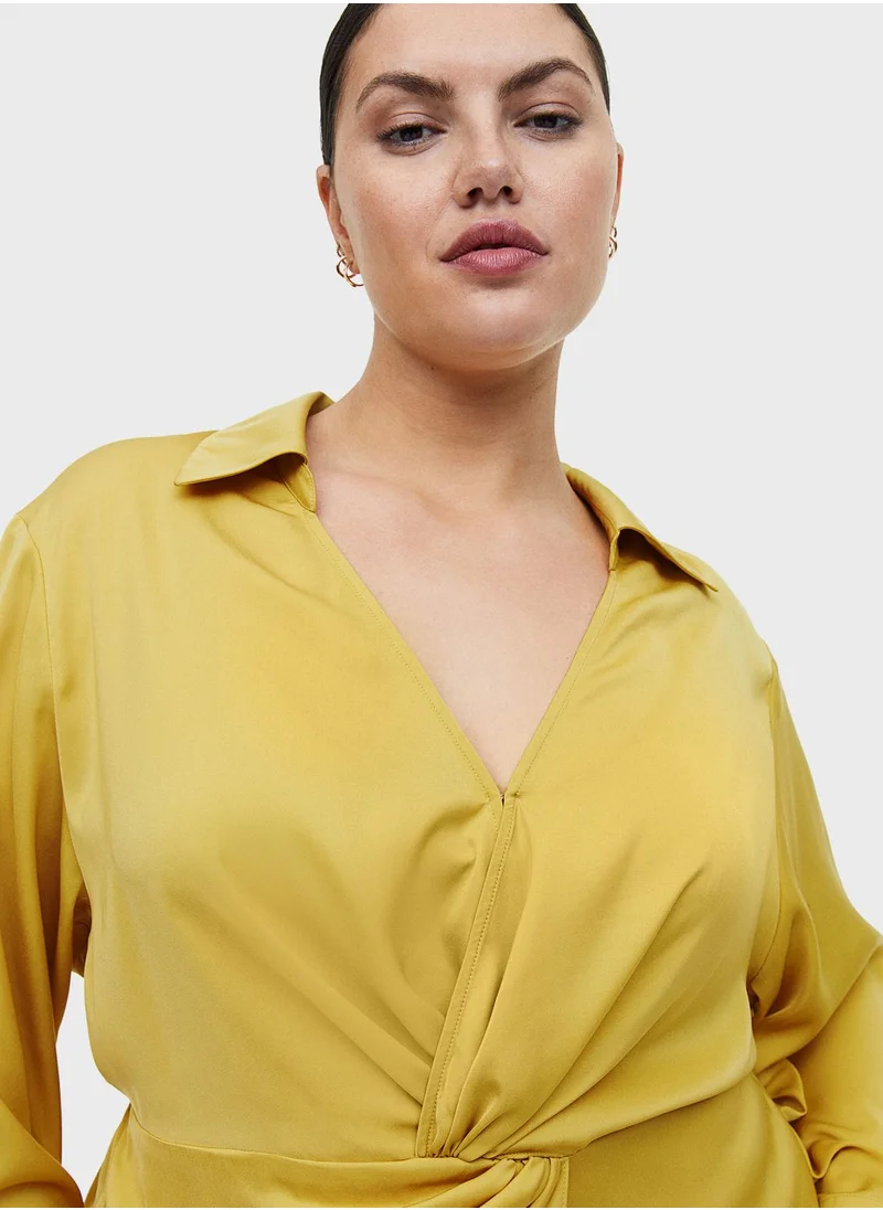 H&M Polo Neck Front Twist Shirt Dress