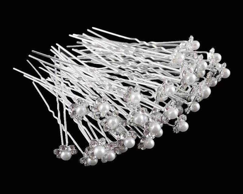 Yueton yueton 40pcs Wedding Bridal Pearl Flower Crystal Hair Pins Clips Women Headwear Hair Accessories
