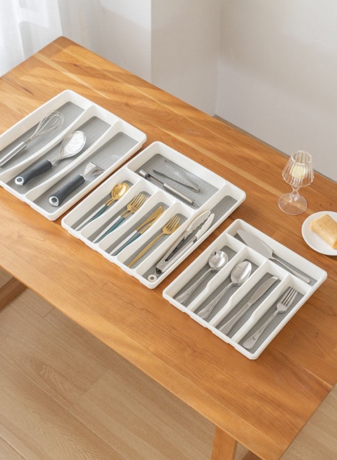 Hanayo Cutlery Drawer Organiser Kitchen Drawer Organizer Durable Non-Slip Cutlery Holder Utensil Tray for Kitchen Plastic Storage Dividers for Spoons Forks Knives(6 Grid,White)  - Image 4