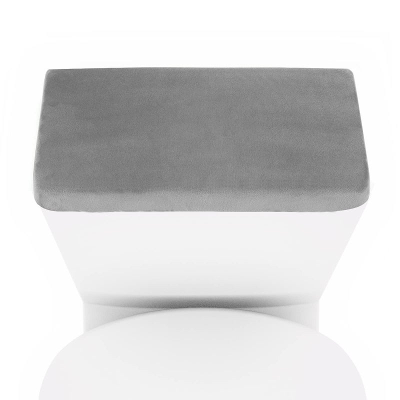 AZHCHKE Stretch Velvet Toilet Tank Lid Cover for Bathroom Super Soft Toilet Tank Cover Luxury Velvet Plush with Elastic Bottom Machine Wash Grey