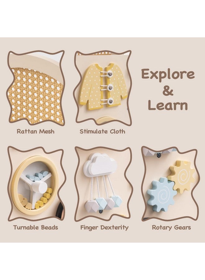 ROBOTIME Wooden Baby Walker, Baby Push Walker, Baby Activity Center Toys - Toddler Walking Activity Center Push Toys with Safety Brake, Baby Walker for Motor Skills (Rattan Doll Walker) - Image 4