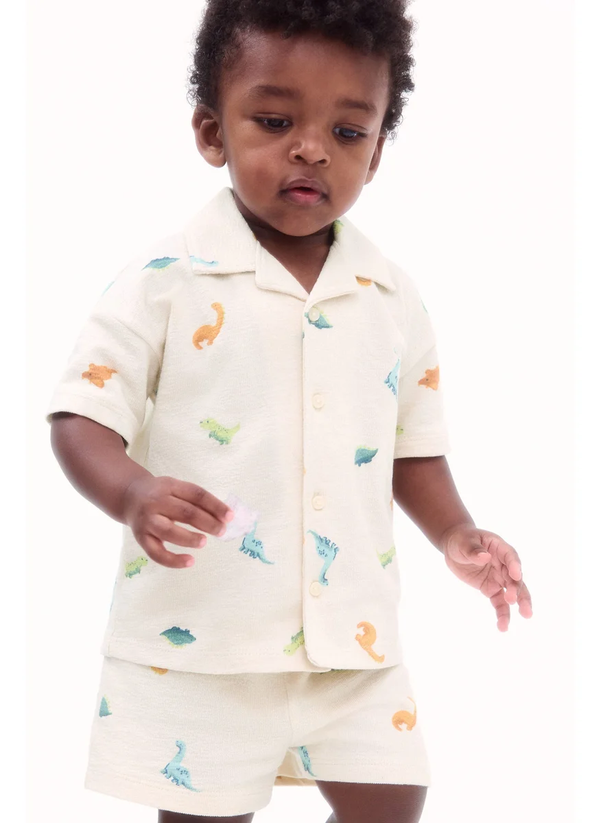 اتش اند ام 2-Piece Terry Resort Shirt And Shorts Set