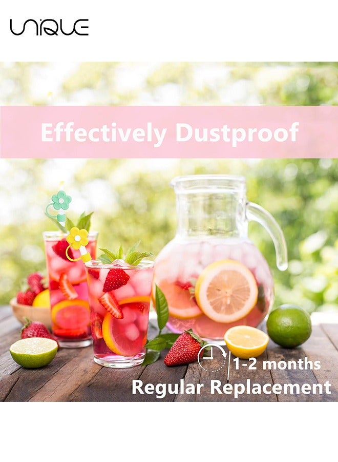 Unique 6 PCS Dustproof Straw Cap, Reusable Silicone Straw Lid Protector,Cartoon Pattern Plugs,for 0.4"/10mm Straw Fitting (Flowers) - Image 4