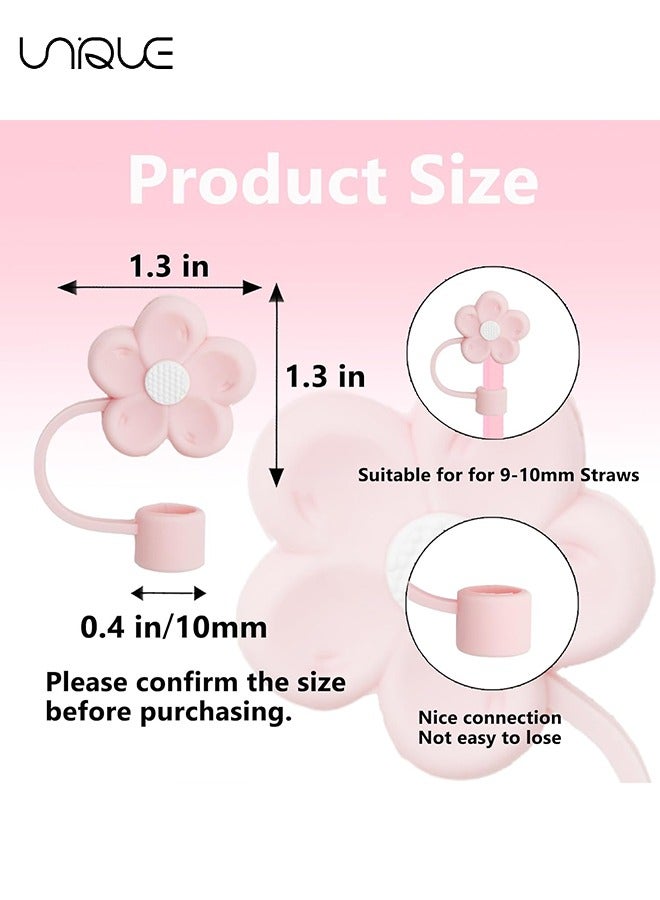 Unique 6 PCS Dustproof Straw Cap, Reusable Silicone Straw Lid Protector,Cartoon Pattern Plugs,for 0.4"/10mm Straw Fitting (Flowers) - Image 2