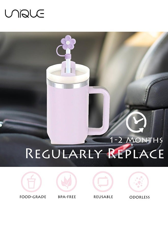Unique 6 PCS Dustproof Straw Cap, Reusable Silicone Straw Lid Protector,Cartoon Pattern Plugs,for 0.4"/10mm Straw Fitting (Flowers) - Image 5