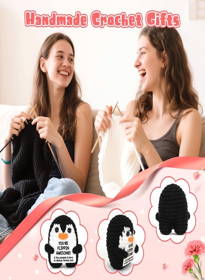 CryCarrot Handmade Crochet Penguin Birthday Gifts for Women Men, Mini Funny Inspirational Gifts for Women Men Friend Coworker Teen, Back To School Emotional Postive Cute Decor Christmas Stocking Stuffers - Image 3