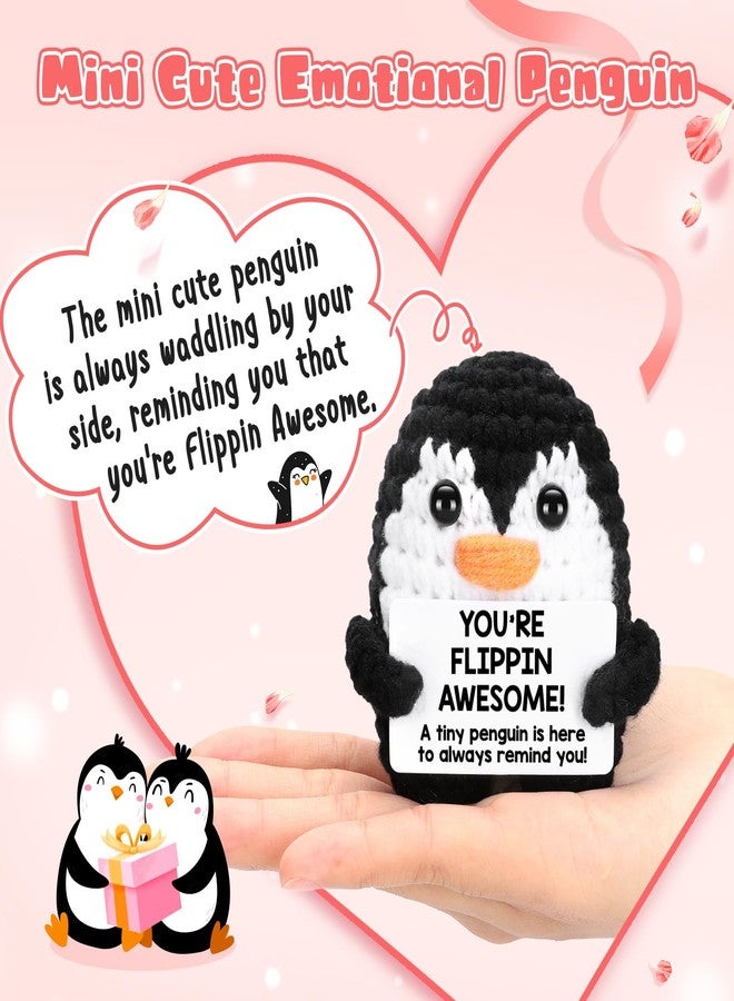 CryCarrot Handmade Crochet Penguin Birthday Gifts for Women Men, Mini Funny Inspirational Gifts for Women Men Friend Coworker Teen, Back To School Emotional Postive Cute Decor Christmas Stocking Stuffers - Image 2