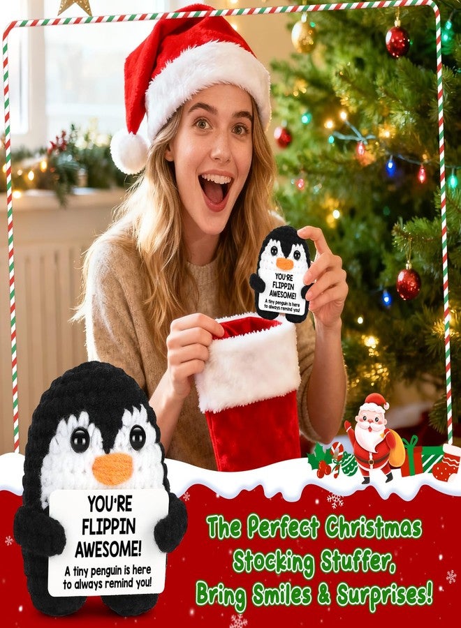 CryCarrot Handmade Crochet Penguin Birthday Gifts for Women Men, Mini Funny Inspirational Gifts for Women Men Friend Coworker Teen, Back To School Emotional Postive Cute Decor Christmas Stocking Stuffers - Image 5