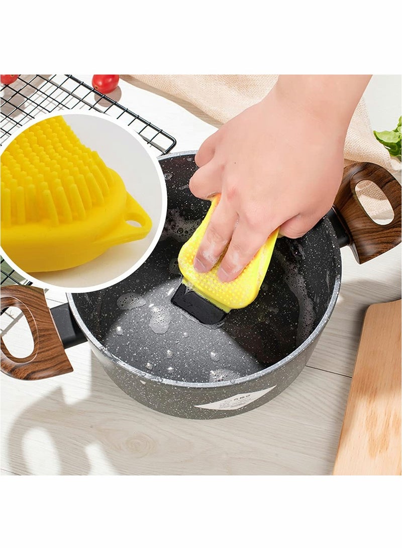 3-in-1 Reusable Silicone Dish Sponge Set, Safe for Pans, Ideal for Kitchen and Bathroom Cleaning, Perfect for Dishes, Bowls, Pots, Fruits and Vegetables - Image 2