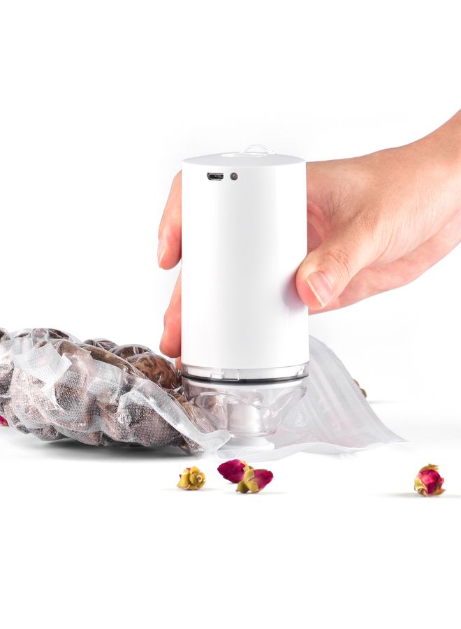 NIBEMINENT Handheld Mini Cordless USB Rechargeable Vacuum Sealer Machine With Reusable Zipper Bags White - Image 3