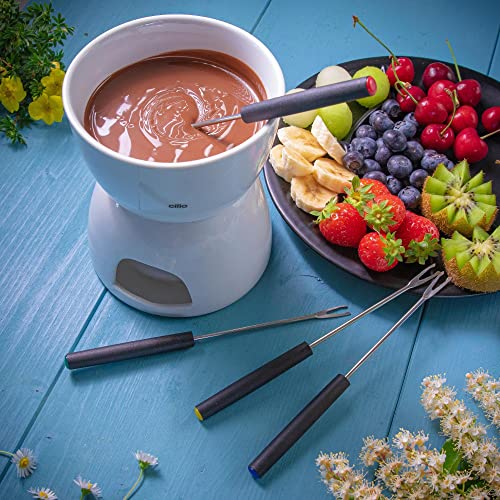 Cilio Porcelain Chocolate Fondue Set, White, 5-Inch by 10-Inch - Image 3