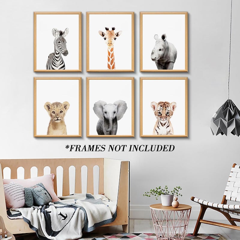 calmart Nursery Baby Room Wall Art Decor, Jungle Nursery Baby Animals Nursery Decorations, Cute Nursery Safari Decor Baby Bedroom Decorate(8"x10", UNFRAMED)(Jungle) - Image 2