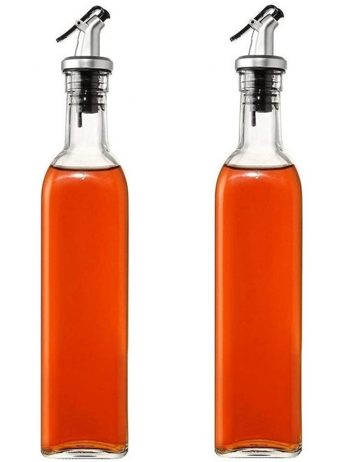 Premium Glass Oil & Vinegar Dispenser Set (2 x 250ml) – Airtight, Non-Drip Pouring Bottles for Kitchen & Dining – Elegant Cruet Set for Cooking & Seasoning