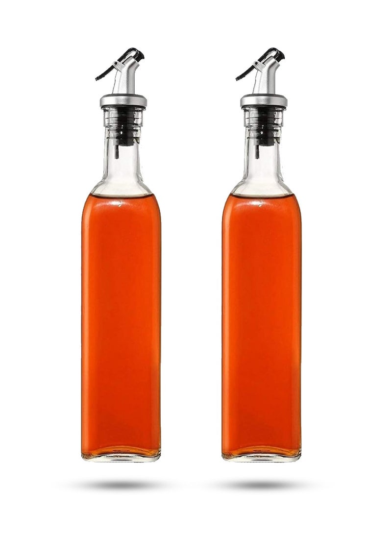 Alissa - Glass Oil Bottle and Vinegar Pouring Dispenser, Condiment Set, Cruet, Seasoning for Dining Table and Kitchen, Airtight and Non-drip Bottle Stoppers, Glass (Pack of 2) (250ml) - Image 1