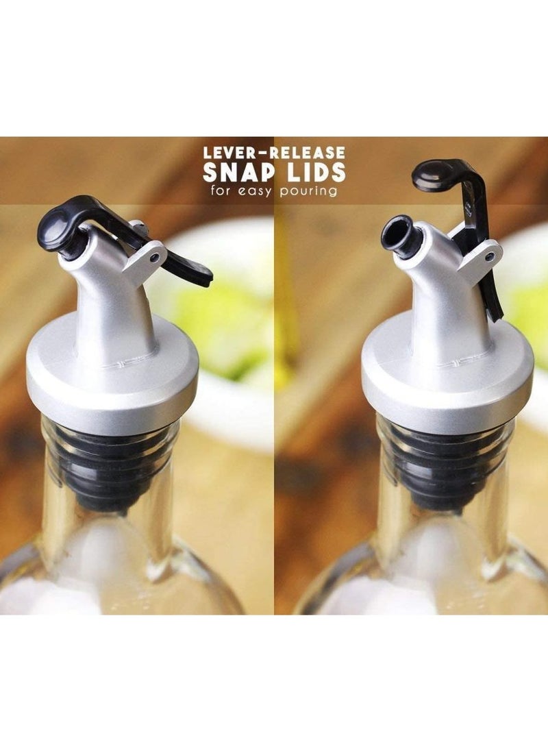 Alissa - Glass Oil Bottle and Vinegar Pouring Dispenser, Condiment Set, Cruet, Seasoning for Dining Table and Kitchen, Airtight and Non-drip Bottle Stoppers, Glass (Pack of 2) (250ml) - Image 1