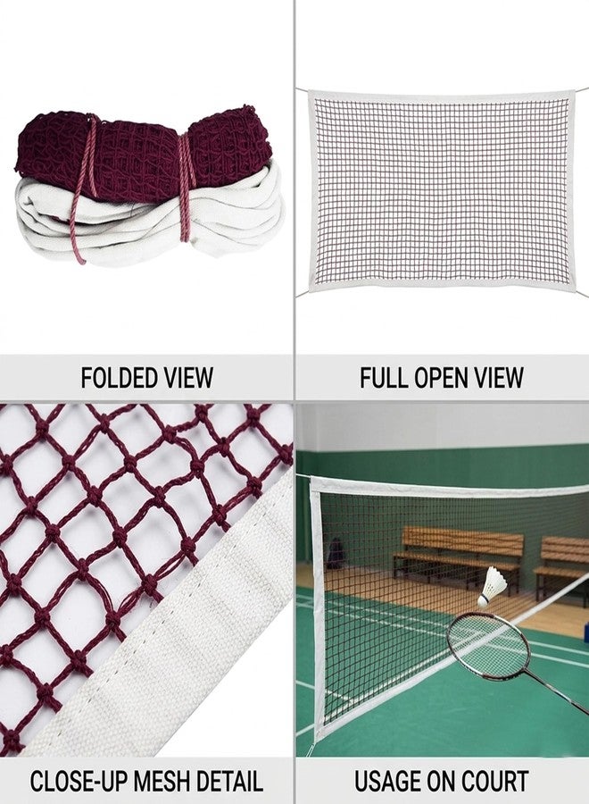 Troft Badminton Net, Cotton, Maroon, Heavy Quality, All Weather, for Indoor and Outdoor Courts, Practice and Tournament Play - Image 5