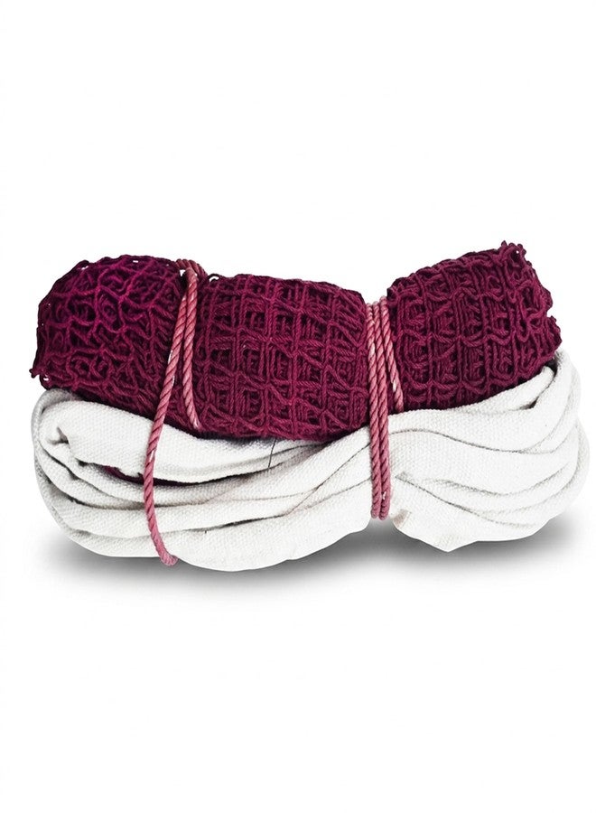 Troft Badminton Net, Cotton, Maroon, Heavy Quality, All Weather, for Indoor and Outdoor Courts, Practice and Tournament Play - Image 1