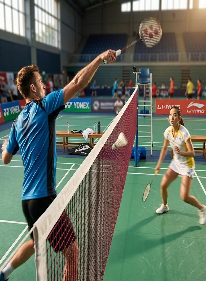 Troft Badminton Net, Cotton, Maroon, Heavy Quality, All Weather, for Indoor and Outdoor Courts, Practice and Tournament Play - Image 3