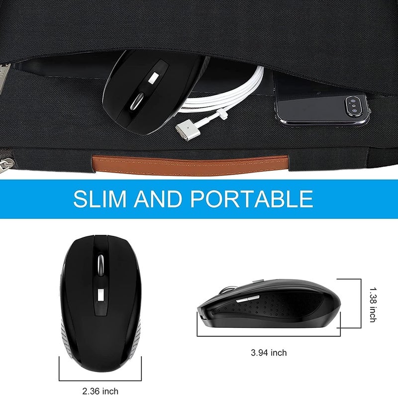 Guiheng Wireless Mouse, 2.4Ghz Wireless Computer Mouse 1200,6 Buttons with Nano Receiver for Laptop,PC,Chromebook,Computer,Notebook,Office (Battery not Included, Black) - Image 2
