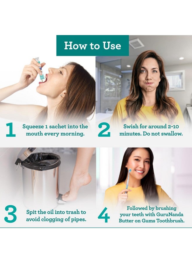 GuruNanda Travel Sachets Coconut Oil Pulling, Fresh Breath & Whitening Mouthwash, 7 Essential Oils & Vitamins For Happy Teeth & Gums, 7 Sachets - Image 4